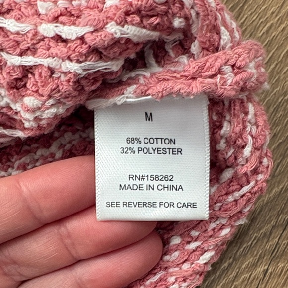 Altar’d State Pink and White Knit Crop Top Size Medium Cottogecore - Picture 5 of 7